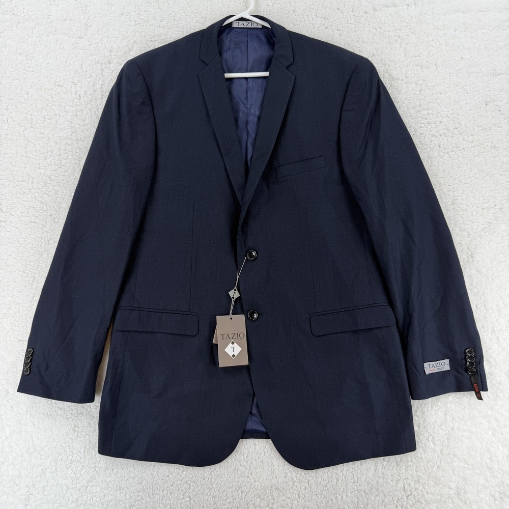 Tazio Jacket Mens 44L Blue Ultra Slim Fit Blazer Sport Coat Two Button Italy NWT
